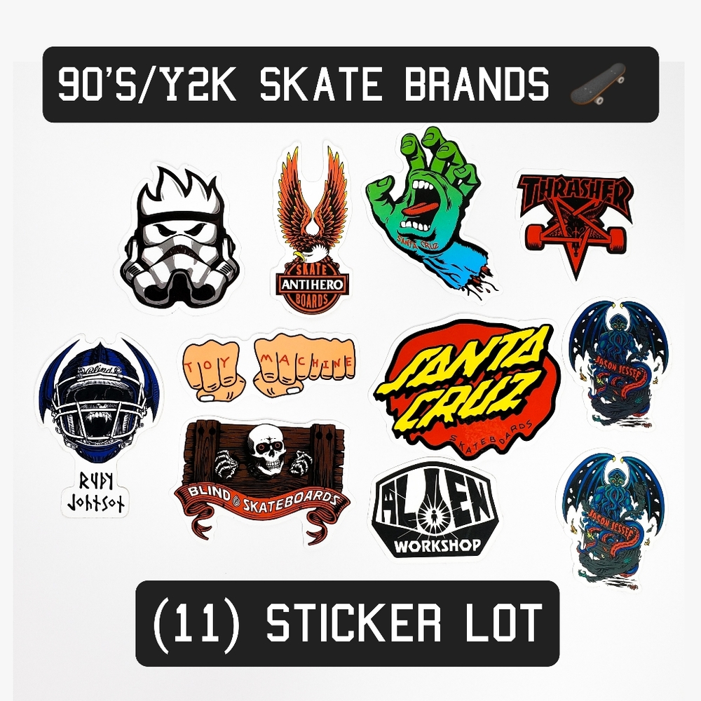 90's/2000's Y2K Vintage Skateboard Brands Sticker Lot Blind Santa Cruz Thrasher